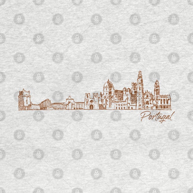 Portugal hand drawn skyline by SerenityByAlex